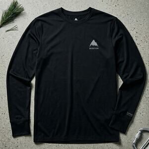 Burton Men's M Black Base Layer Top Living Lining Thumbholes